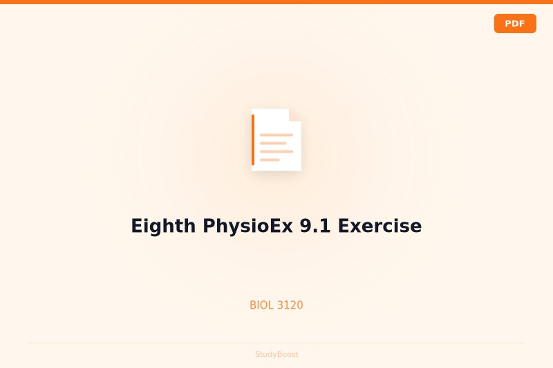Eighth PhysioEx 9.1 Exercise