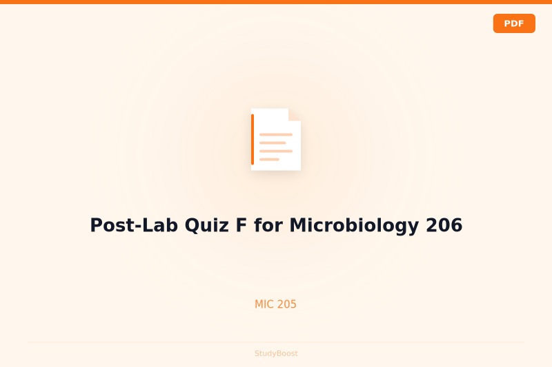 Post-Lab Quiz F for Microbiology 206