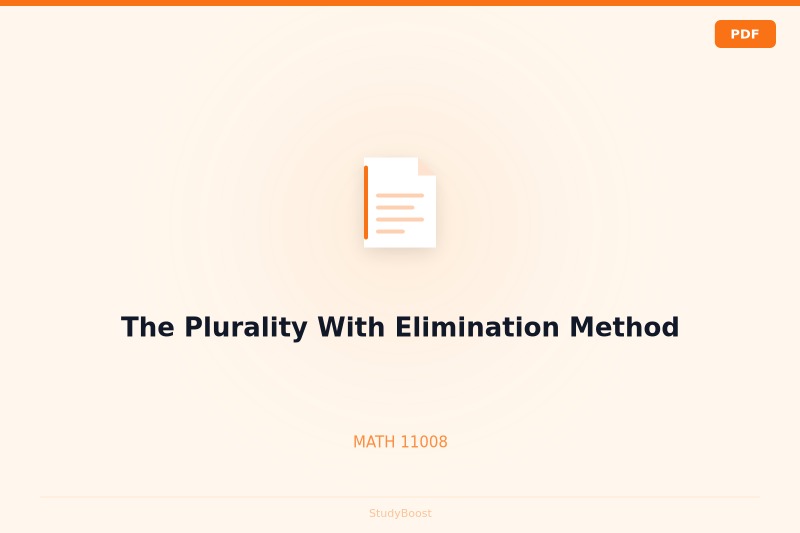 The Plurality With Elimination Method