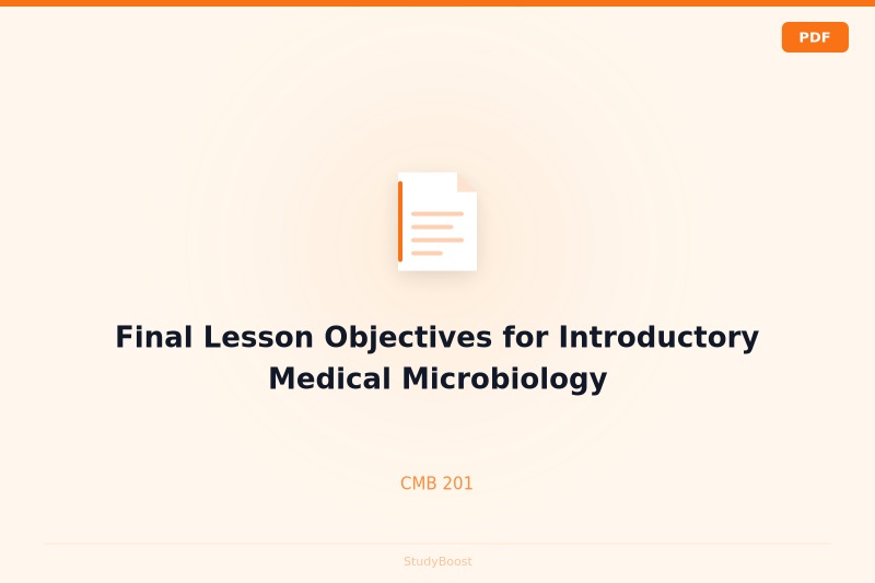Final Lesson Objectives for Introductory Medical Microbiology