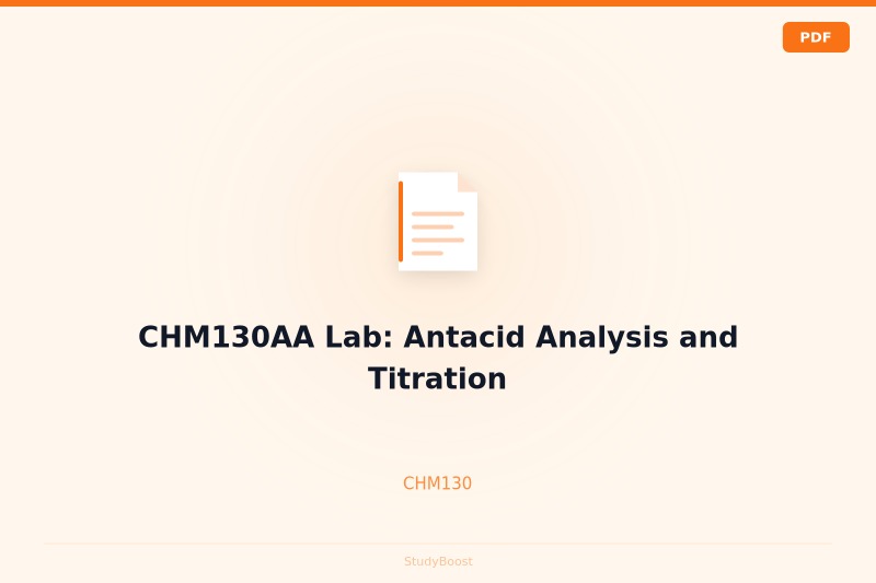 CHM130AA Lab: Antacid Analysis and Titration