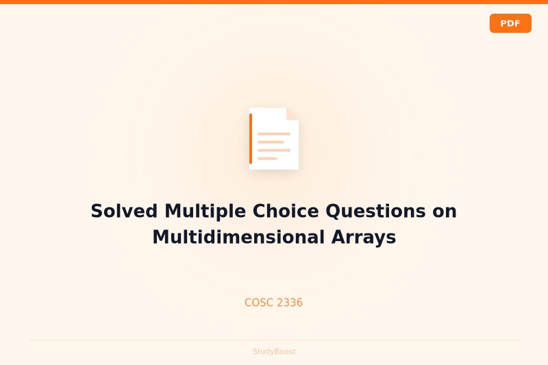 Solved Multiple Choice Questions on Multidimensional Arrays