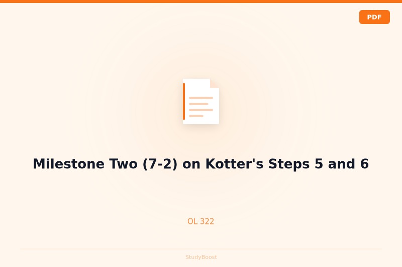 Milestone Two (7-2) on Kotter's Steps 5 and 6