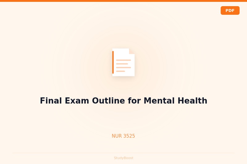 Final Exam Outline for Mental Health
