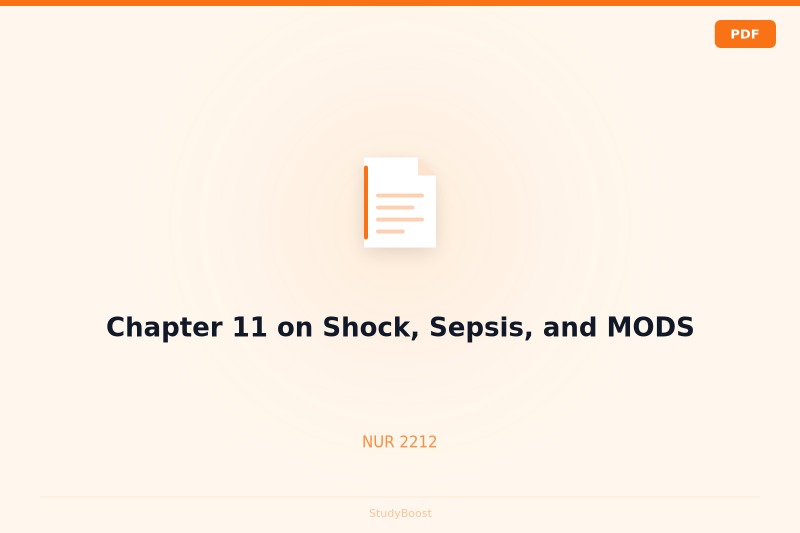 Chapter 11 on Shock, Sepsis, and MODS
