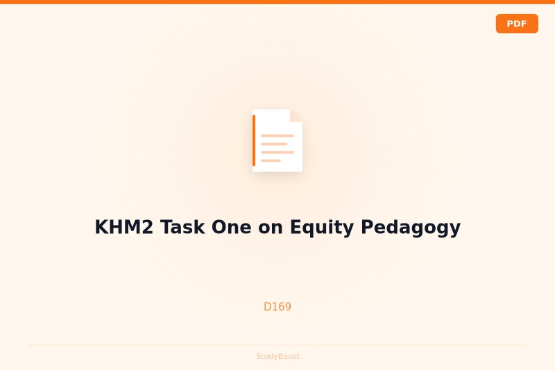 KHM2 Task One on Equity Pedagogy