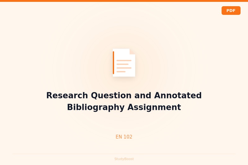 Research Question and Annotated Bibliography Assignment