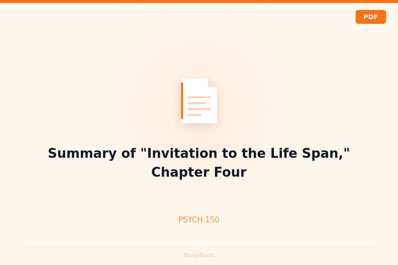 Summary of "Invitation to the Life Span," Chapter Four