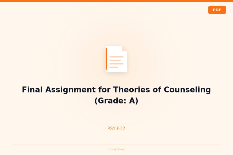 Final Assignment for Theories of Counseling (Grade: A)