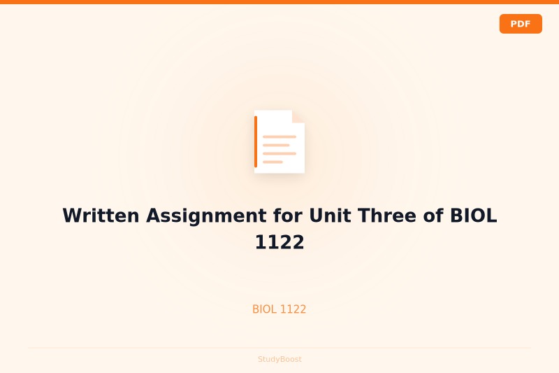 Written Assignment for Unit Three of BIOL 1122