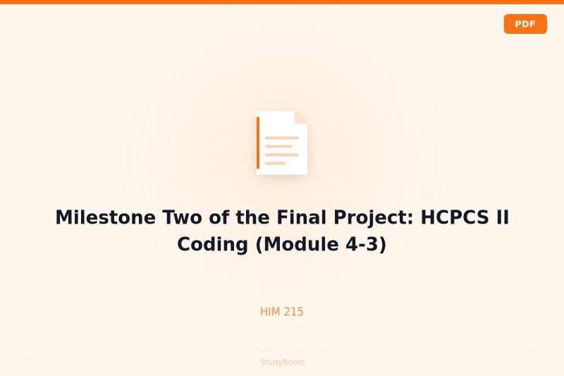 Milestone Two of the Final Project: HCPCS II Coding (Module 4-3)