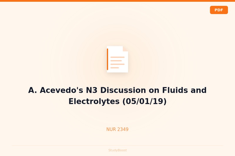 A. Acevedo's N3 Discussion on Fluids and Electrolytes (05/01/19)