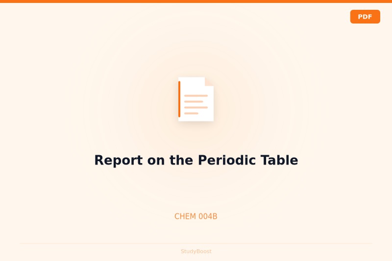 Report on the Periodic Table