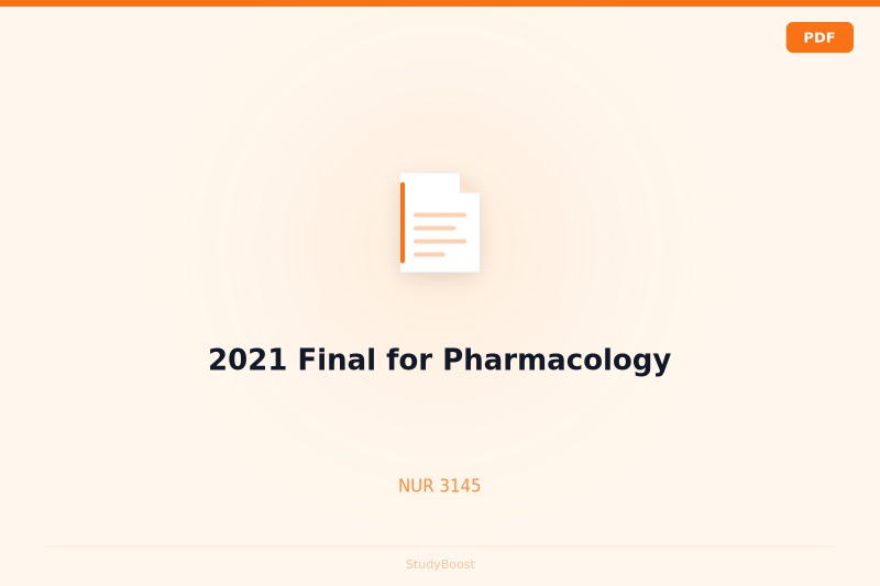 2021 Final for Pharmacology