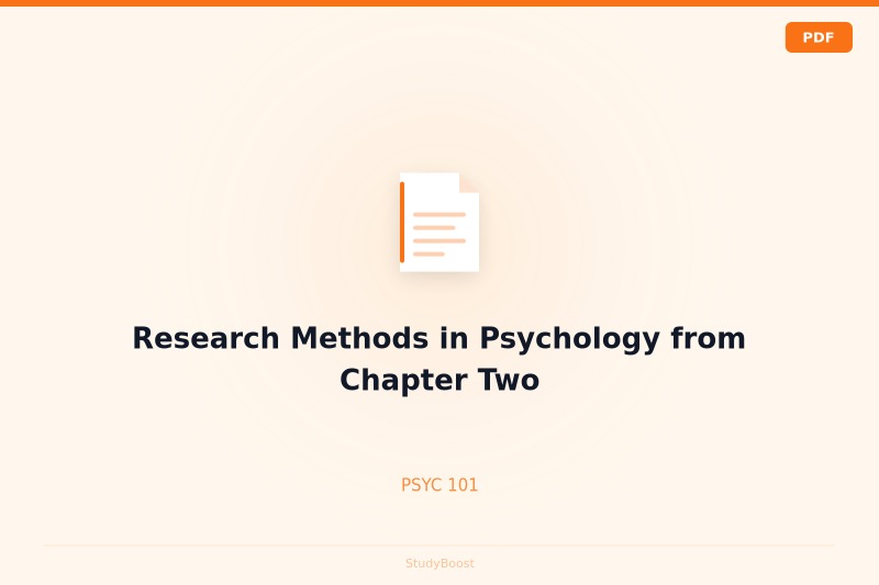 Research Methods in Psychology from Chapter Two