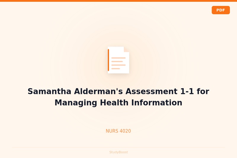 Samantha Alderman's Assessment 1-1 for Managing Health Information