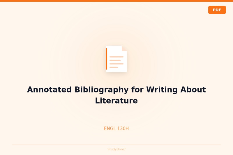 Annotated Bibliography for Writing About Literature