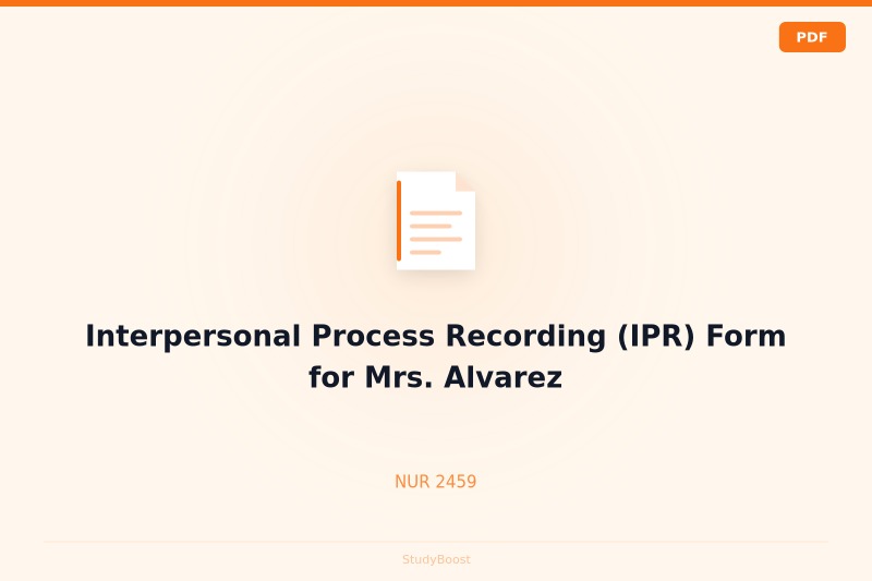 Interpersonal Process Recording (IPR) Form for Mrs. Alvarez