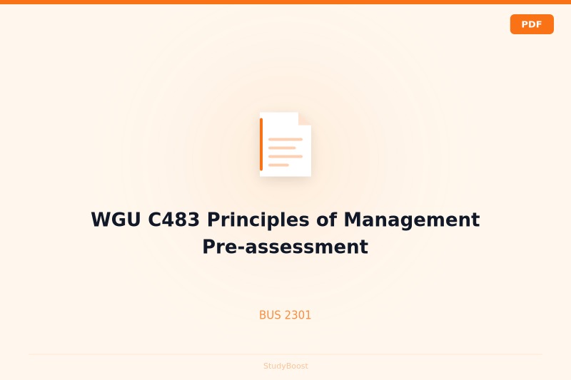 WGU C483 Principles of Management Pre-assessment