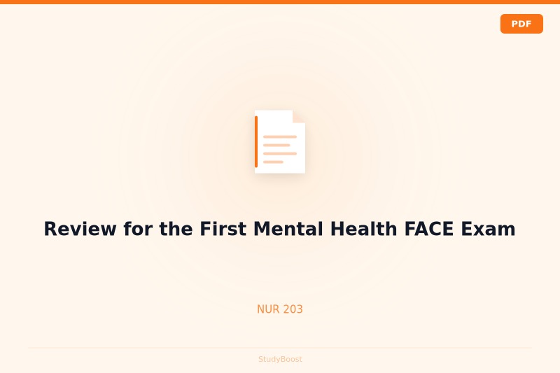 Review for the First Mental Health FACE Exam