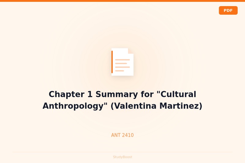 Chapter 1 Summary for "Cultural Anthropology" (Valentina Martinez)
