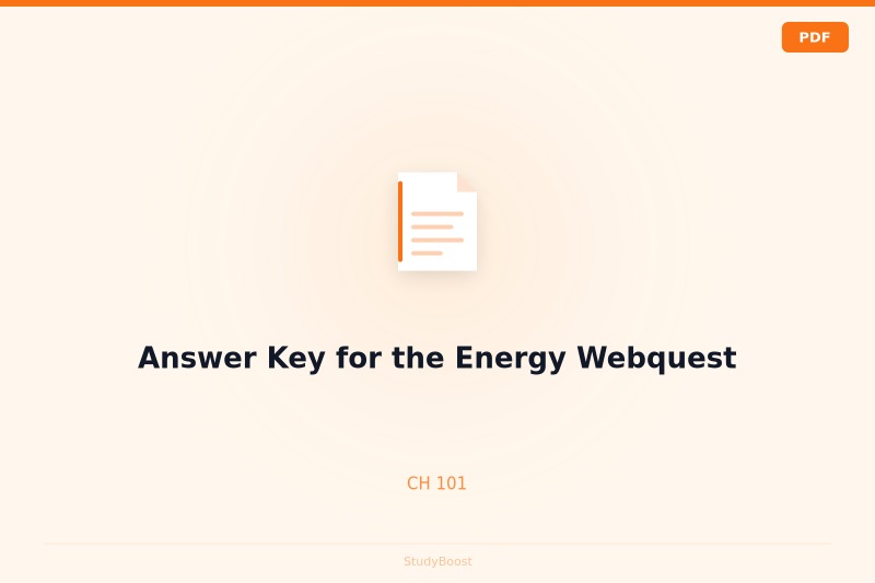 Answer Key for the Energy Webquest
