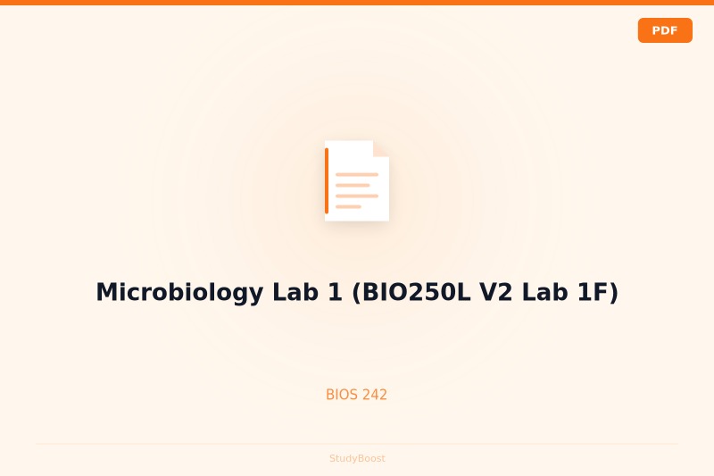 Microbiology Lab 1 (BIO250L V2 Lab 1F)
