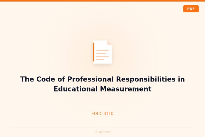 The Code of Professional Responsibilities in Educational Measurement