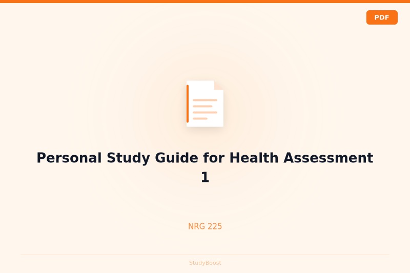 Personal Study Guide for Health Assessment 1