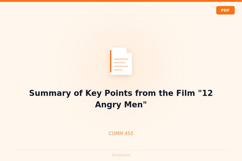 Summary of Key Points from the Film "12 Angry Men"