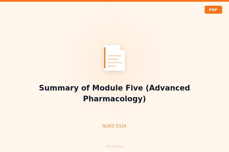 Summary of Module Five (Advanced Pharmacology)