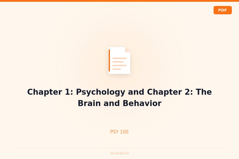 Chapter 1: Psychology and Chapter 2: The Brain and Behavior