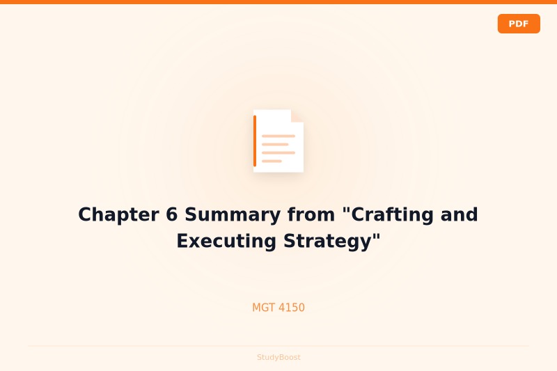 Chapter 6 Summary from "Crafting and Executing Strategy"