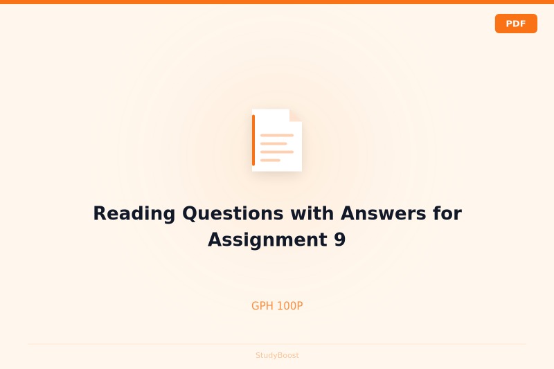 Reading Questions with Answers for Assignment 9