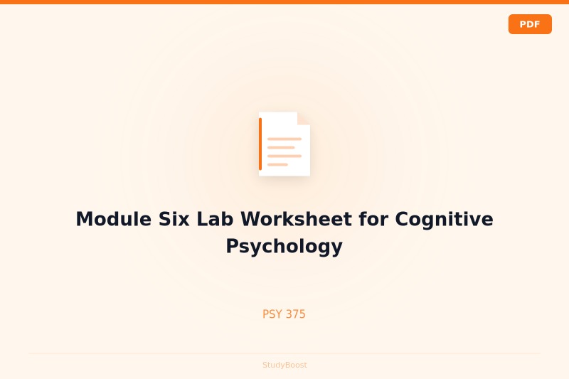 Module Six Lab Worksheet for Cognitive Psychology