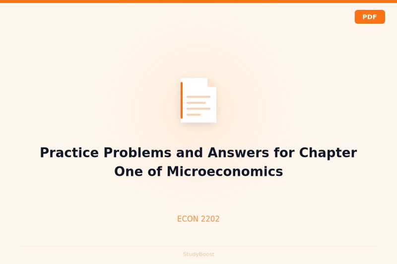 Practice Problems and Answers for Chapter One of Microeconomics
