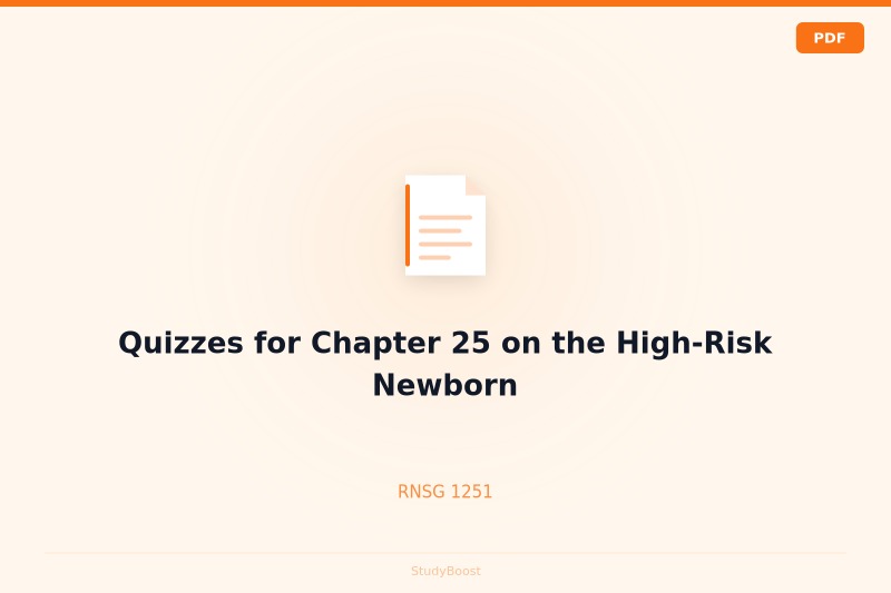 Quizzes for Chapter 25 on the High-Risk Newborn