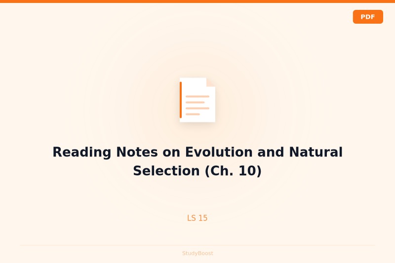 Reading Notes on Evolution and Natural Selection (Ch. 10)
