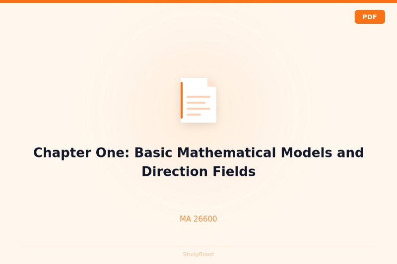 Chapter One: Basic Mathematical Models and Direction Fields
