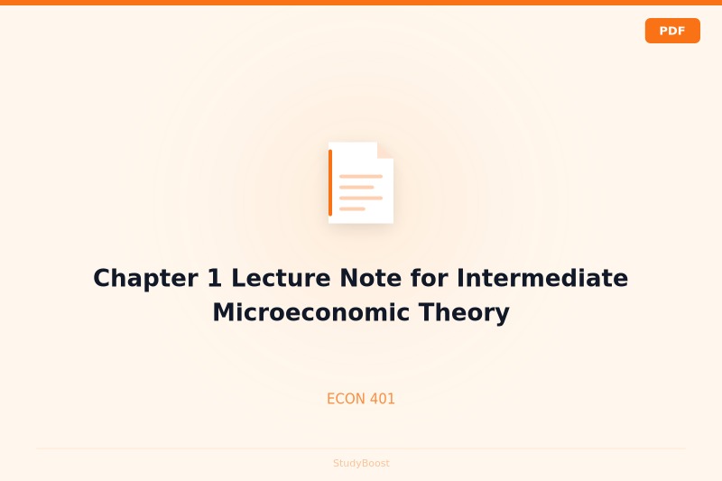 Chapter 1 Lecture Note for Intermediate Microeconomic Theory