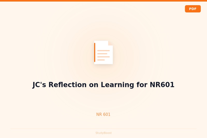 JC's Reflection on Learning for NR601