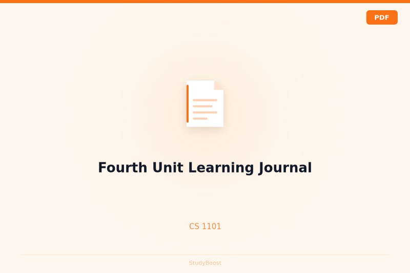 Fourth Unit Learning Journal