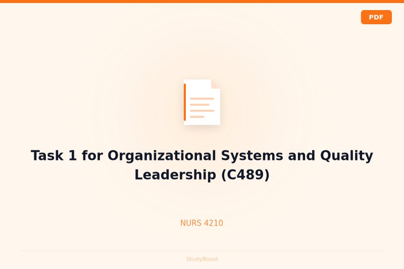 Task 1 for Organizational Systems and Quality Leadership (C489)