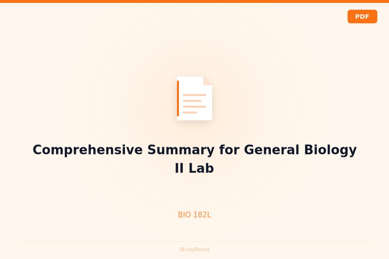 Comprehensive Summary for General Biology II Lab