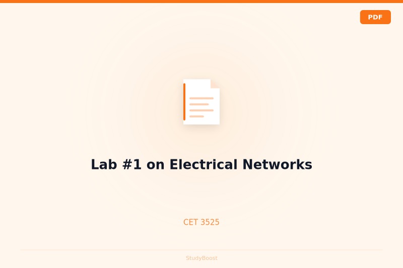 Lab #1 on Electrical Networks