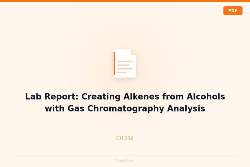 Lab Report: Creating Alkenes from Alcohols with Gas Chromatography Analysis