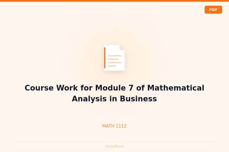 Course Work for Module 7 of Mathematical Analysis in Business