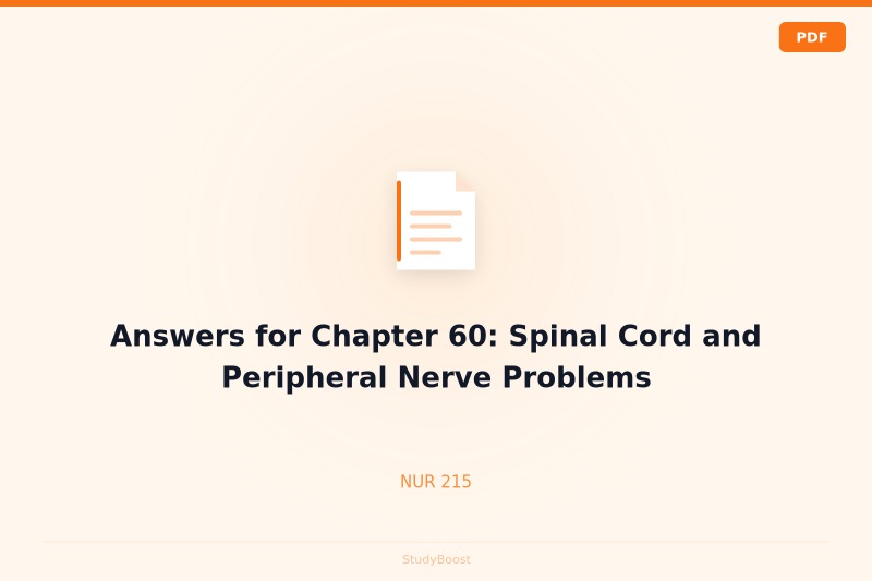 Answers for Chapter 60: Spinal Cord and Peripheral Nerve Problems