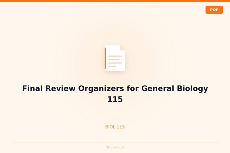 Final Review Organizers for General Biology 115