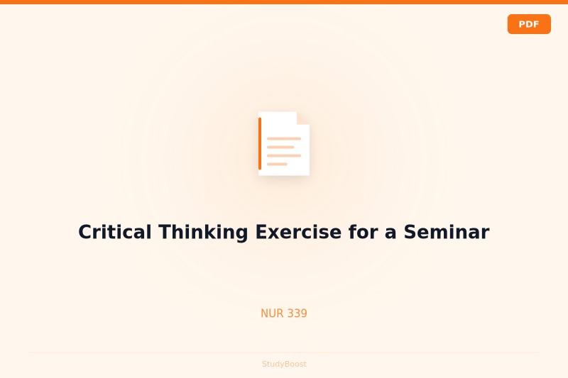 Critical Thinking Exercise for a Seminar